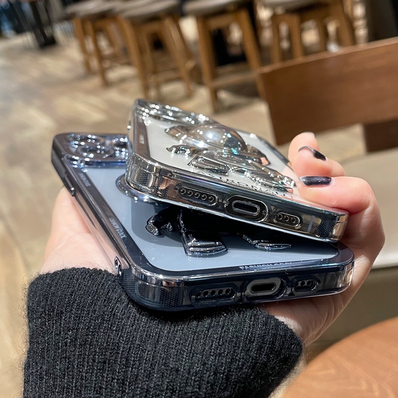 Ốp Điện Thoại Mềm Trong Suốt Chống Sốc Hình Phi Hành Gia 3D Cho iPhone 11 12 13 Pro Max