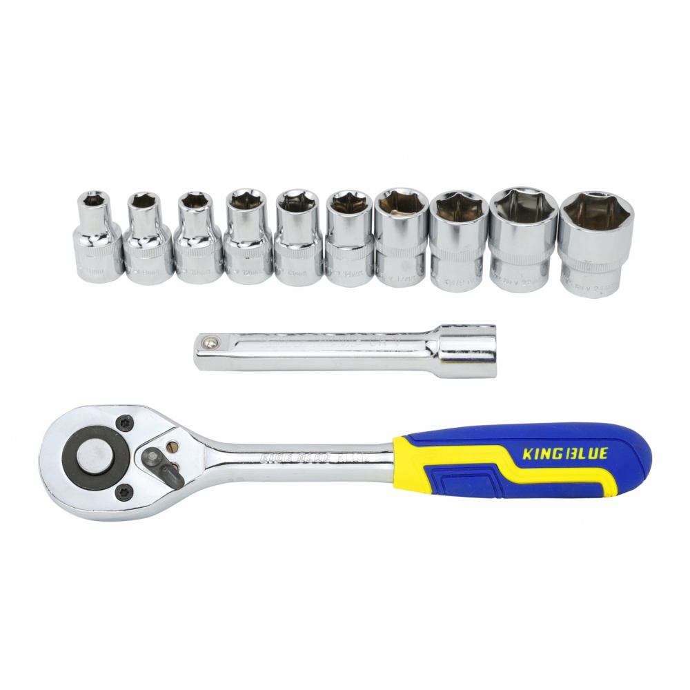 [CHÍNH HÃNG]  Bộ Tuýp Cần Tự Động 12 Chi Tiết 1/2, 1/4 khẩu từ 5-24mm King Blue KLG12