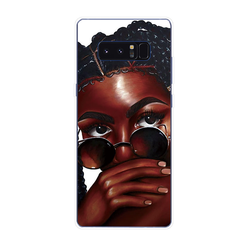 Samsung Galaxy S7 Edge S8 S8+ Plus Soft TPU Silicone Phone Case Cover Black Girl