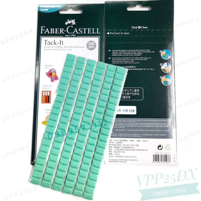 (Vỉ 75g) blu tack-Đất sét dính-miếng dính đa năng-Tack it FaBer CasTELL. 75g-120pcs