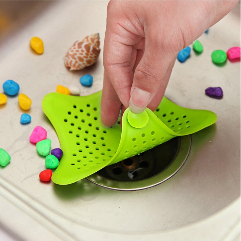 dụng cụ nhà bếp 3 Color Optional Five-pointed Star PVC Filter Kitchen Bath Sewer  Sink Waste Strainer Filter Drain Catcher Cover