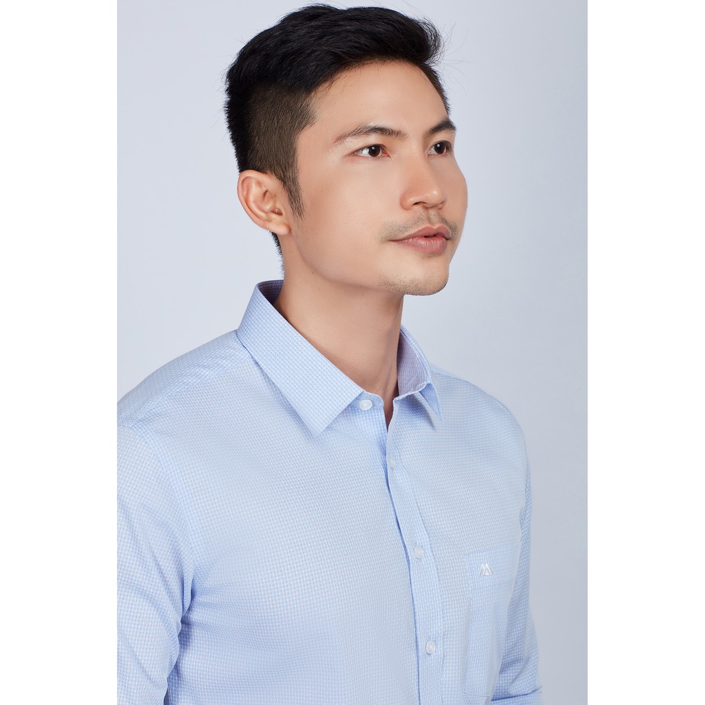 Áo sơ mi nam mattana Slim fit dài tay xanh ngọc chấm bi hoa văn MAM29200011711543