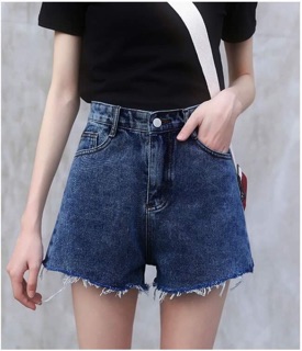 Quần short cạp cao rách gấu