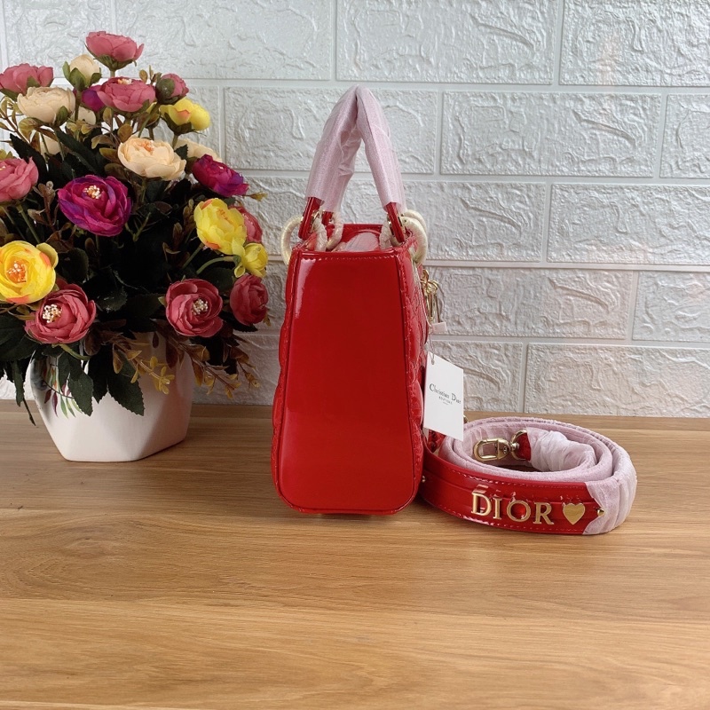Túi xách Dior lady super màu đỏ da bóng size 20cm