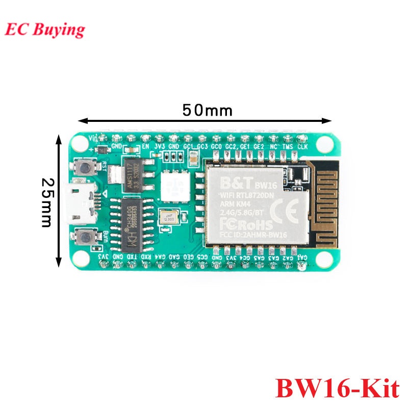 Mô-đun Wifi Không Dây Băng Tần Kép RTL8720DN BW16 BW16-Kit Bl5.0 IIC I2C / SPI / UART / PWM