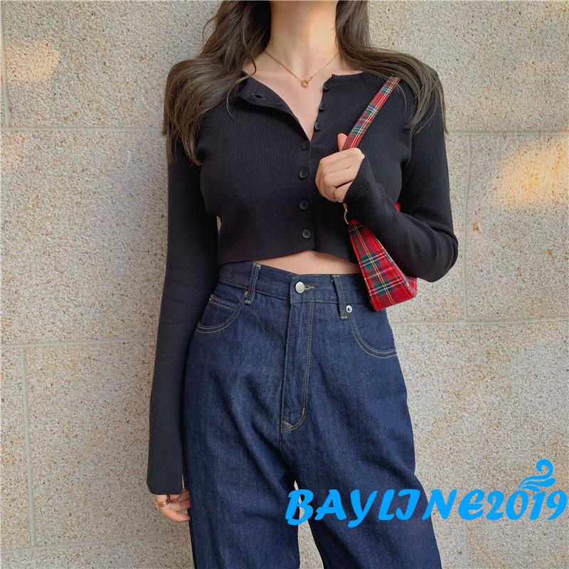 Áo Khoác Cardigan Dệt Kim Tay Dài Có Nút Thời Trang Dành Cho Nữ