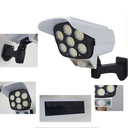 Đèn led giả camera chống trộm bằng năng lượng mặt trời cảm ứng, có điều khiển từ xa