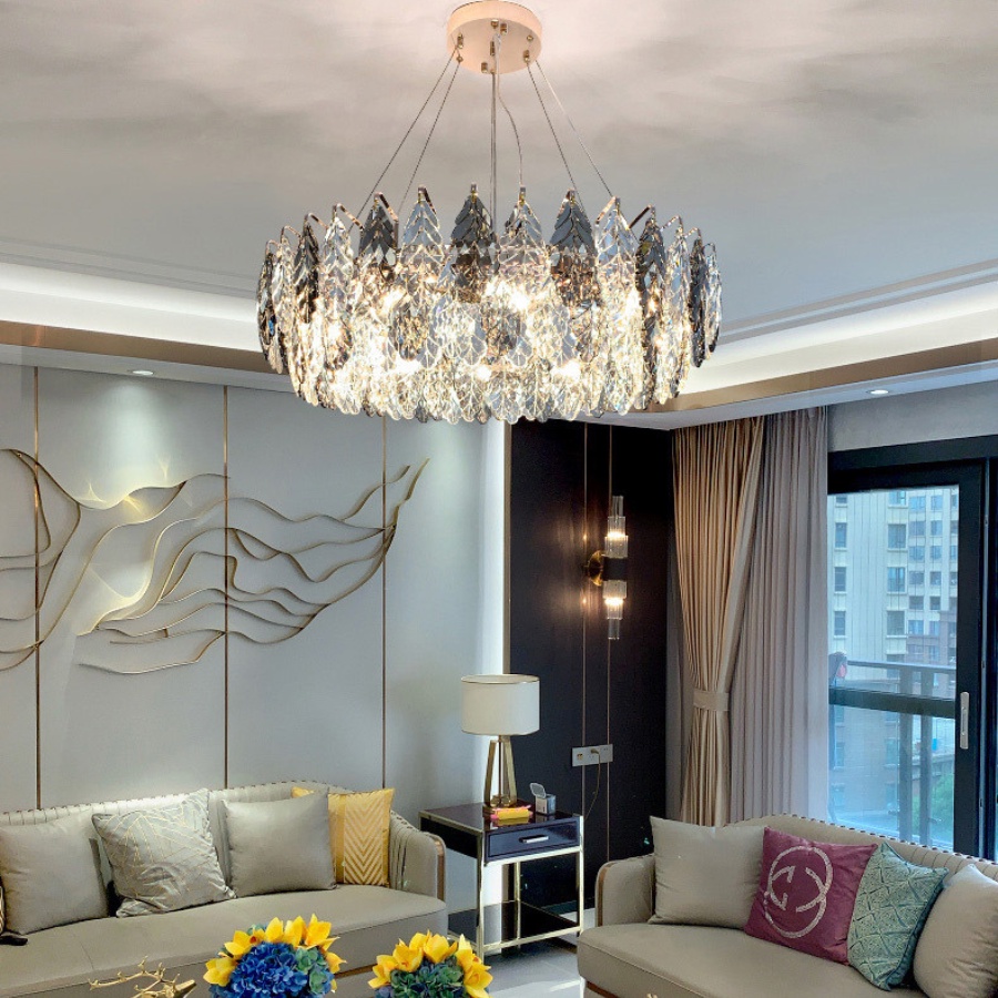 Đèn chùm, đèn chùm thả trần pha lê cao cấp 1512 hiện đại sàn trọng trang trí phòng khách, bàn ăn