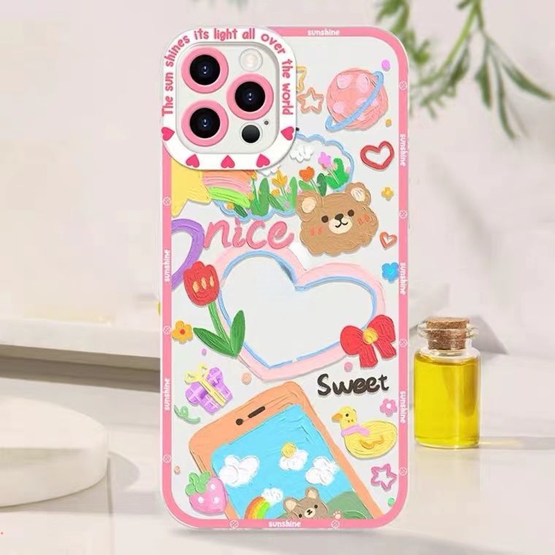 Ốp Điện Thoại Silicon Mềm Chống Rơi Họa Tiết Tranh Sơn Dầu Cho iphone 13 12 11 Pro Max X XR XS Max 6 7 8 Plus