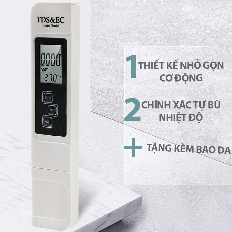 Bút thử nước sạch nước sinh hoạt có cảm biến tự động bù nhiệt độ chính xác đã chỉnh sẵn chỉ việc dùng luôn