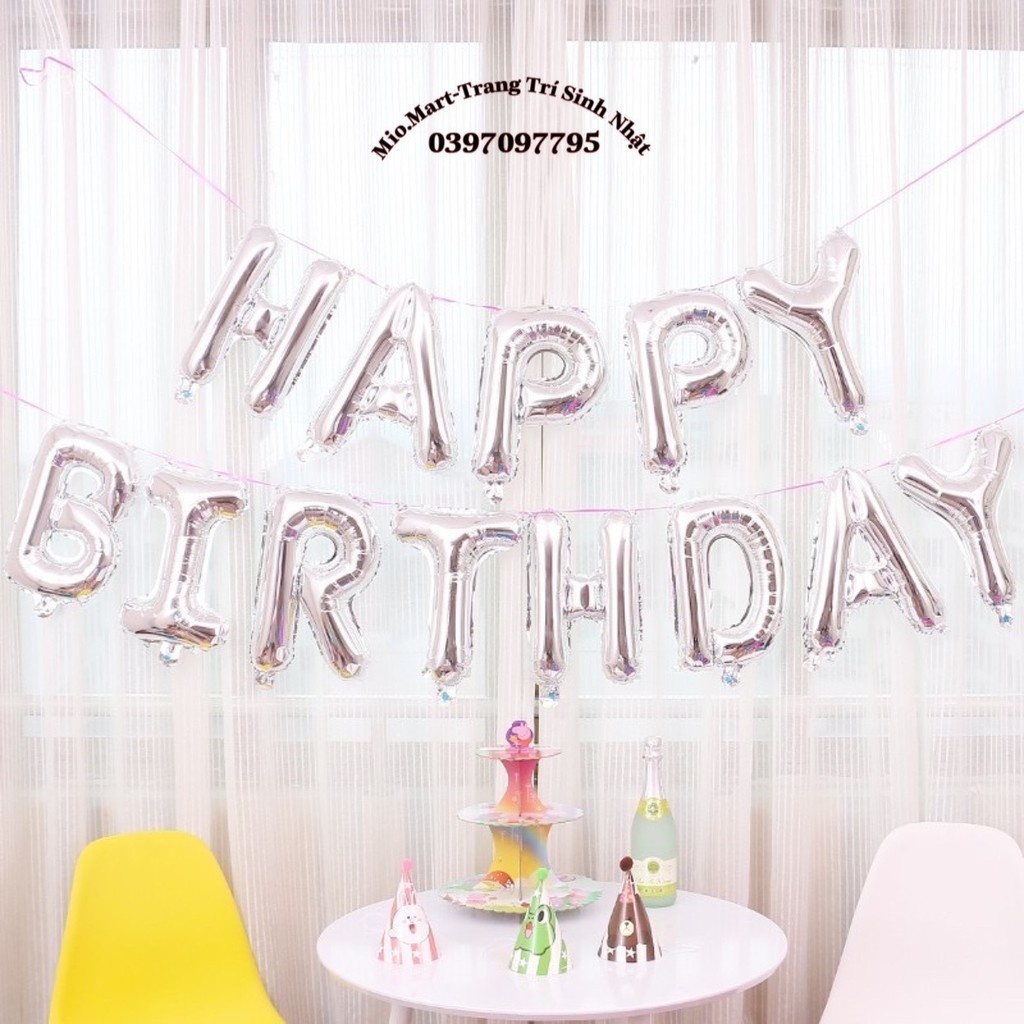 Bộ bóng bay chữ Happy Birthday, bóng bay trang trí sinh nhật, thôi nôi cho bé trai, bé gái đẹp - BIBOO DECOR