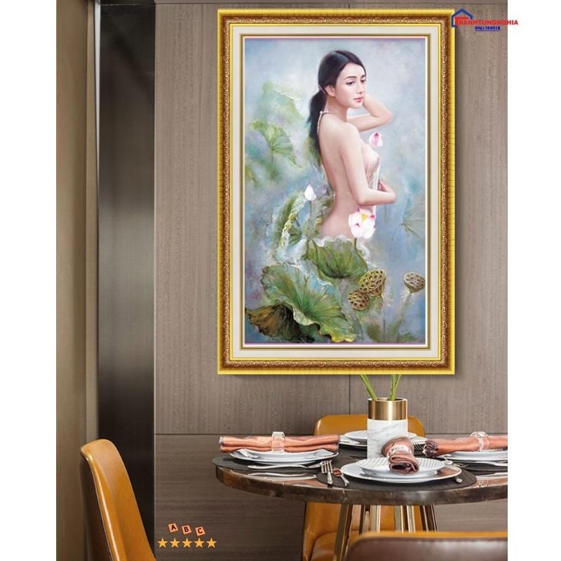 Tranh đính đá, tranh thêu chữ thập nét đẹp thiếu nữ