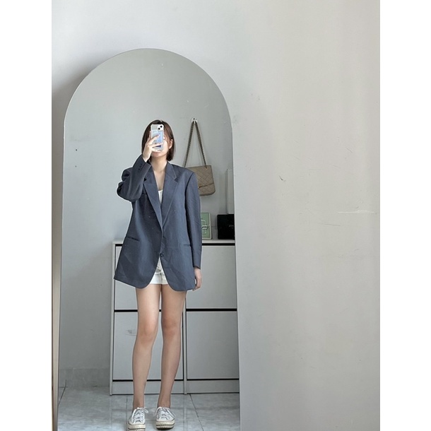 Blazer form rộng unisex có đệm vai mút đệm