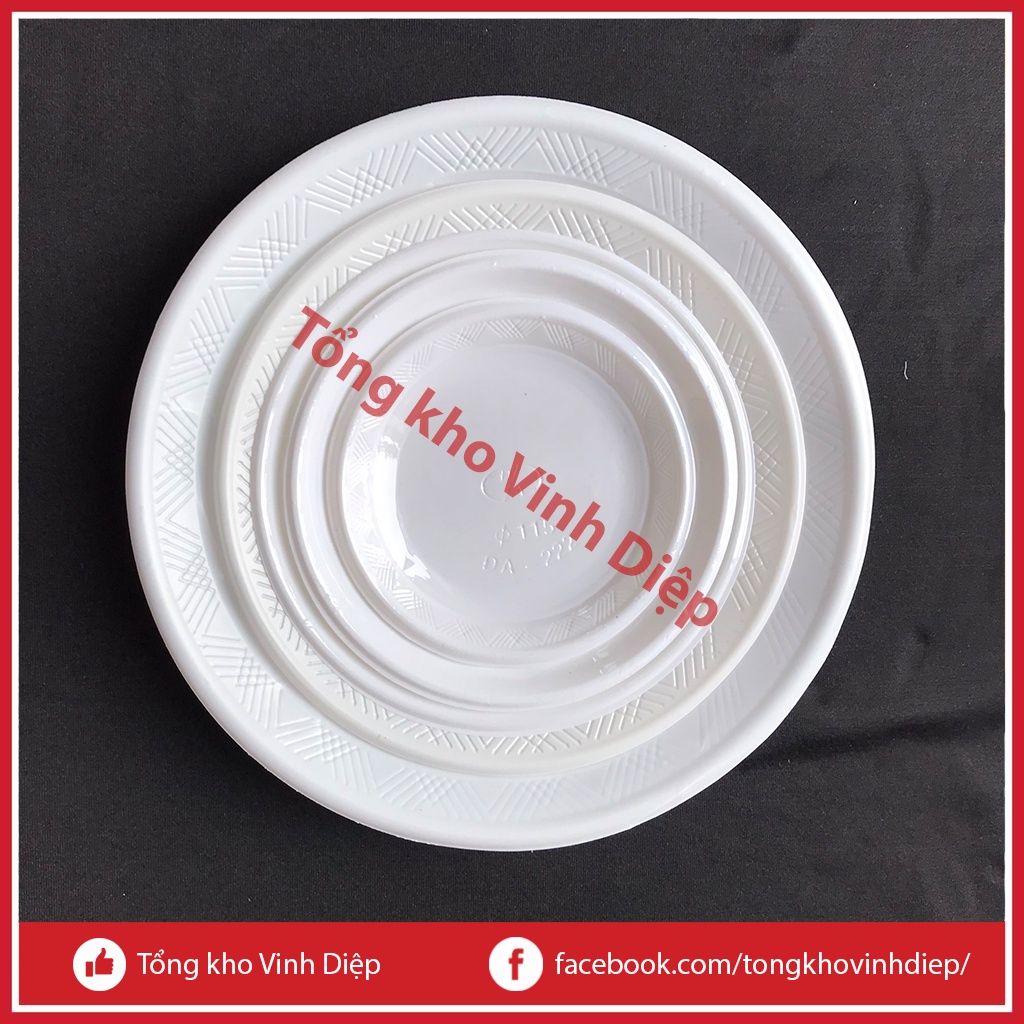 Túi 50 đĩa nhựa dùng 1 lần hàng đẹp đủ kích thước