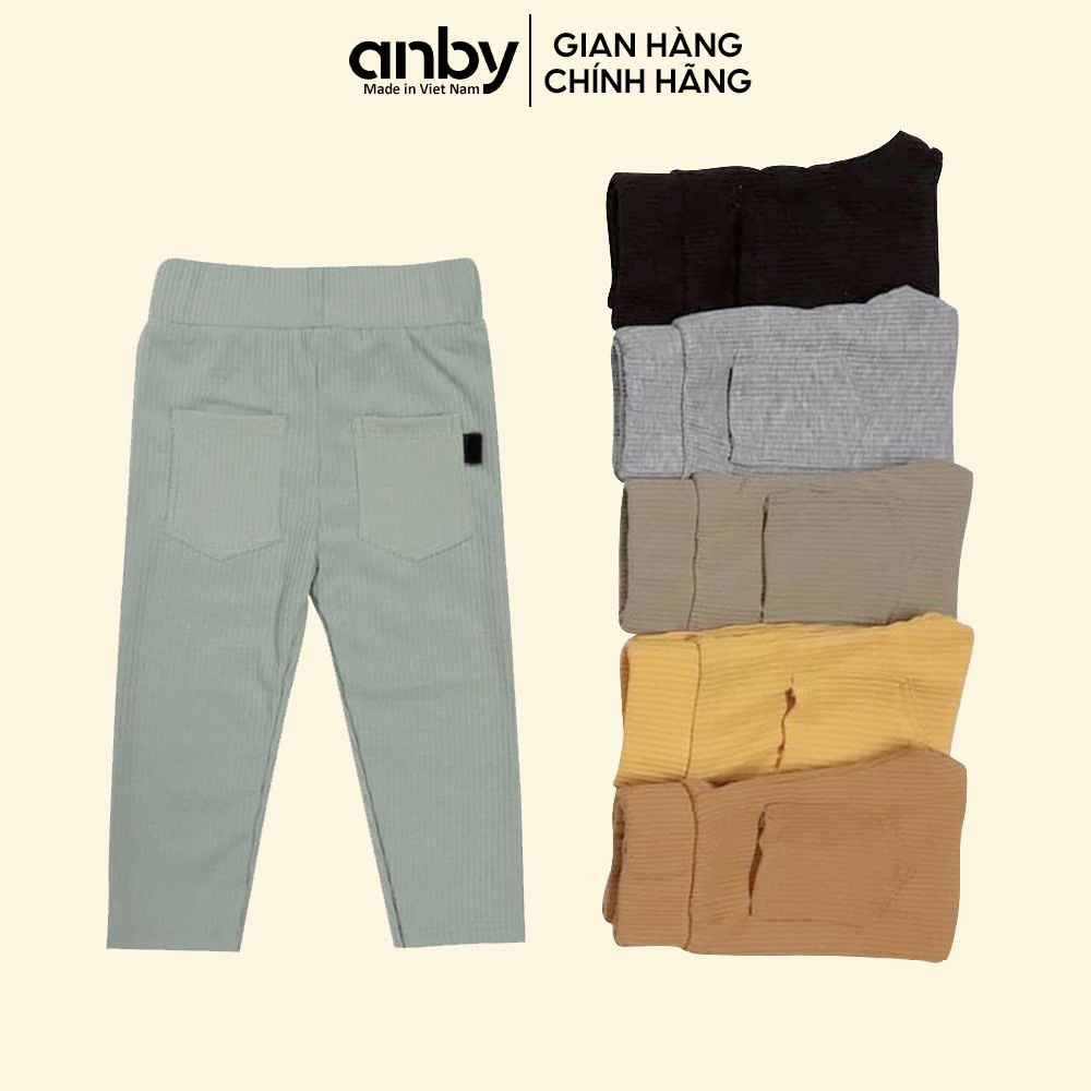 Quần legging cho bé từ 0 đến 5 tuổi ANBY thun gân len tăm đính 2 túi sau màu trơn co giãn AB24 - HÀNG MỚI VỀ