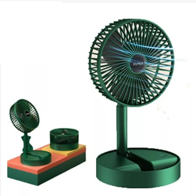 Quạt Gấp Gọn Pin Sạc để  bàn - Quạt Mini Để Bàn Xoay 180 Độ, 3 Tốc Độ Gió, Cổng Sạc USB, Pin 1200mAh