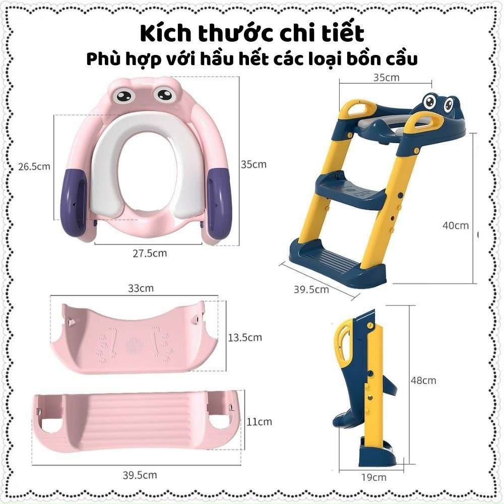 Thang bô vệ sinh Ergo có nắp thu nhỏ bồn cầu gấp gọn tiện lợi dùng cho bé trai và bé gái có sẵn tay vịn đi kèm
