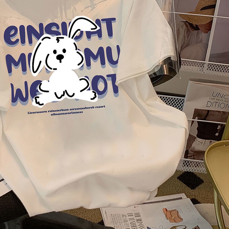 Áo Thun Ngắn Tay In Hình Thỏ Dễ Thương Thời Trang Mùa Hè