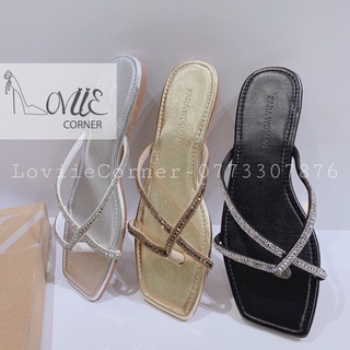 DÉP LÊ NỮ ĐÁ LOVIIECORNER - DÉP NỮ XỎ NGÓN - DÉP TÔNG ĐẾ BỆT - DÉP QUAI MẢNH ĐÍNH ĐÁ XOÀN - DÉP BỆT NỮ DÂY D210528