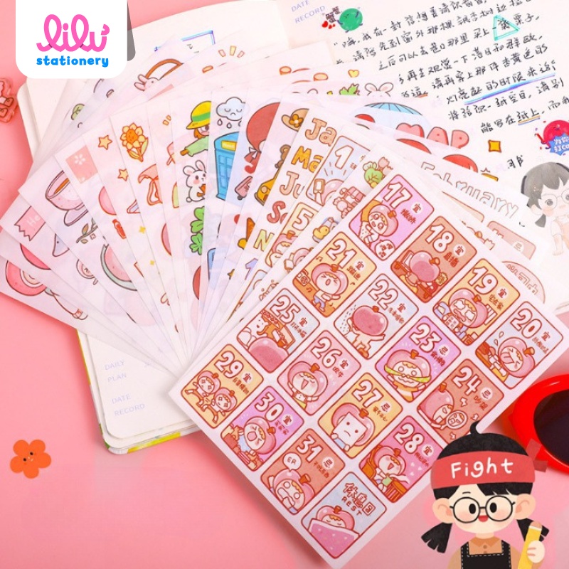 sticker cute trang trí set 4 tấm hình dán dễ thương sáng tạo hình táo vui nhộn K49