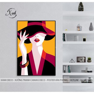 Tranh cô gái mảng nhiều màu trang trí phong cách thời trang hiện đại