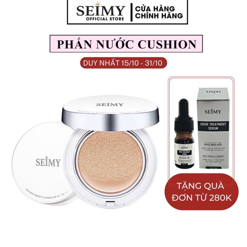 Phấn nước SEIMY Top Skin Perfect Cushion che khuyết điểm, kháng nước, lâu trôi, dưỡng trắng da SPF 50+