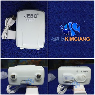 Máy sục khí Oxy 2 vòi tích điện Jebo 9950 TẶNG 2 dây +2 quả sủi