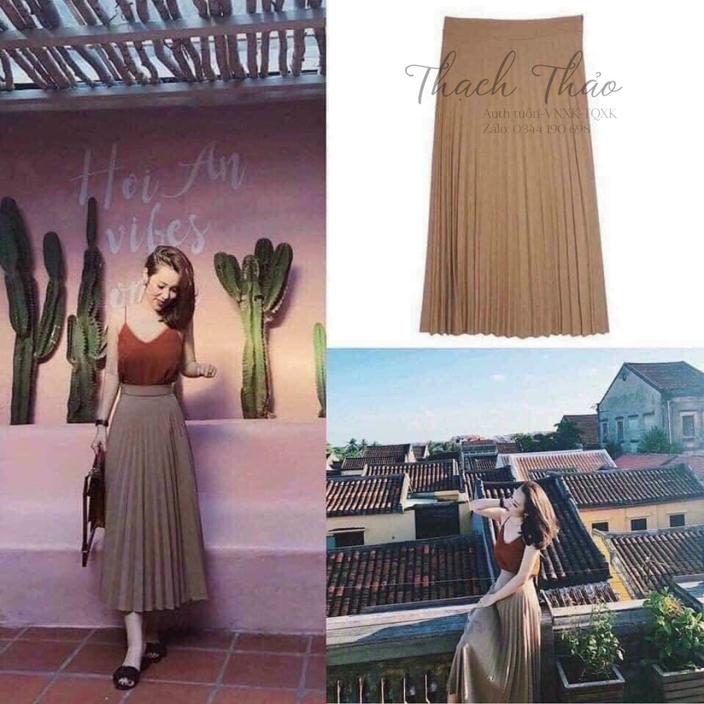 [STRADIVARIUS] TRI ÂN KHÁCH CHÂN VÁY XẾP LY STRA FULL TÚI GIẤY MÀU NÂU | BigBuy360 - bigbuy360.vn