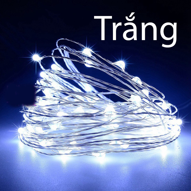 Đèn Led đom đóm Fairy light  1 mét 2 mét, 3 mét màu TRẮNG xài pin ( tặng pin )