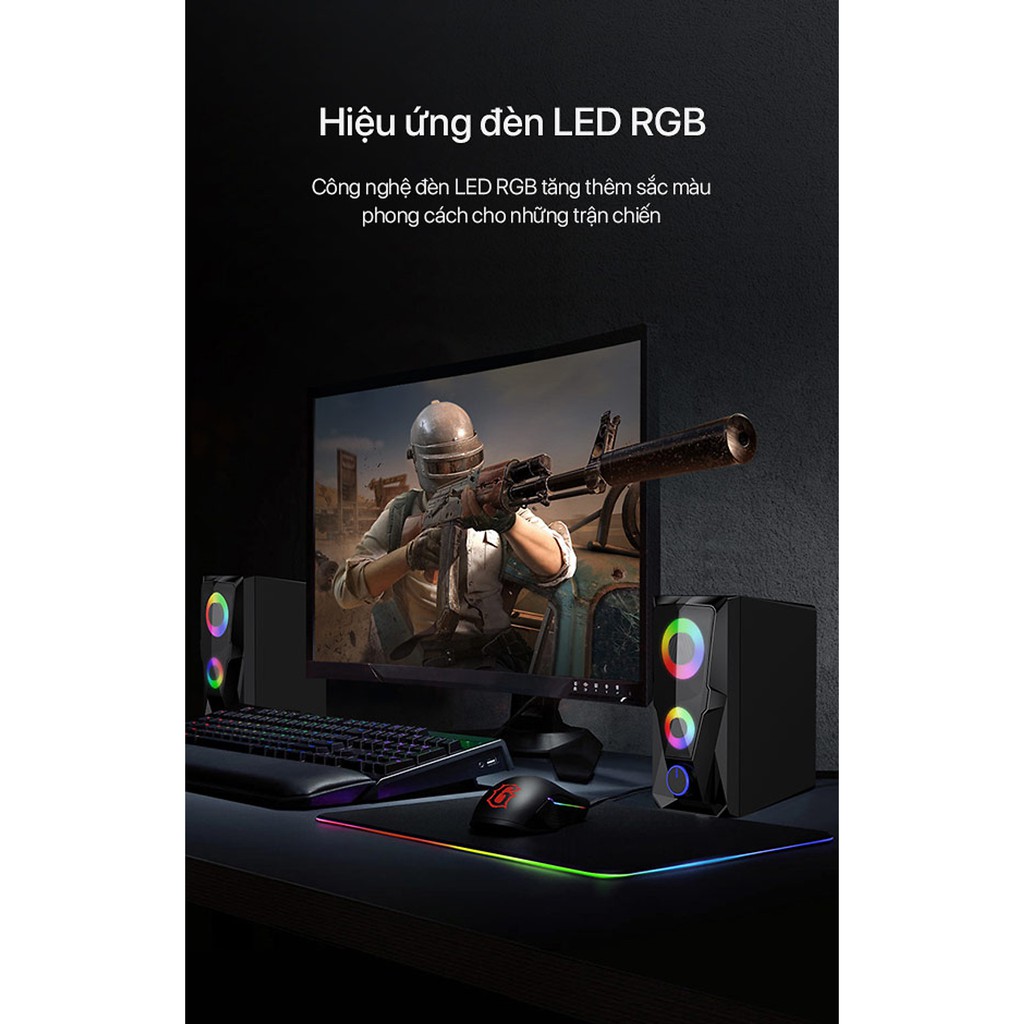 Loa Game Máy Tính ROBOT RS200 Hiệu Ứng Đèn LED - Âm Thanh HD Chất Lượng Cao