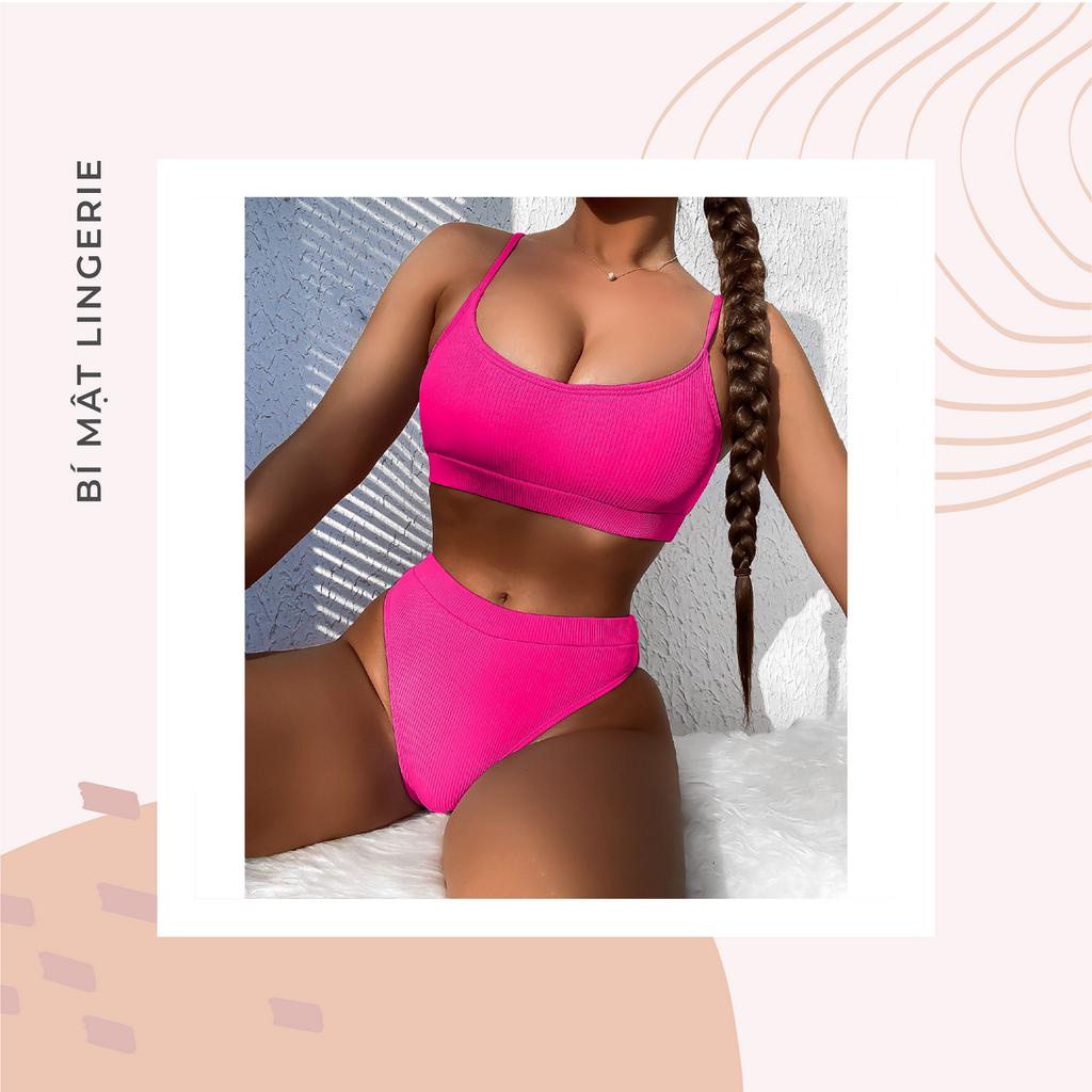 Bikini 2 mảnh cạp cao che bụng nhiều màu tôn da kín đáo che khuyết điểm