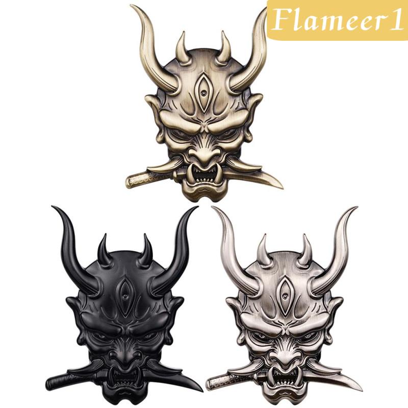 Miếng Dán Logo Oni Samurai Nhật Bản Màu Vàng Kim Trang Trí Xe Hơi Xe Máy Ngọn Lửa 1