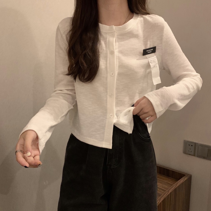 Áo khoác cardigan dệt kim PERTY màu trắng thiết kế mới phong cách Hàn Quốc thời trang mùa thu cho nữ