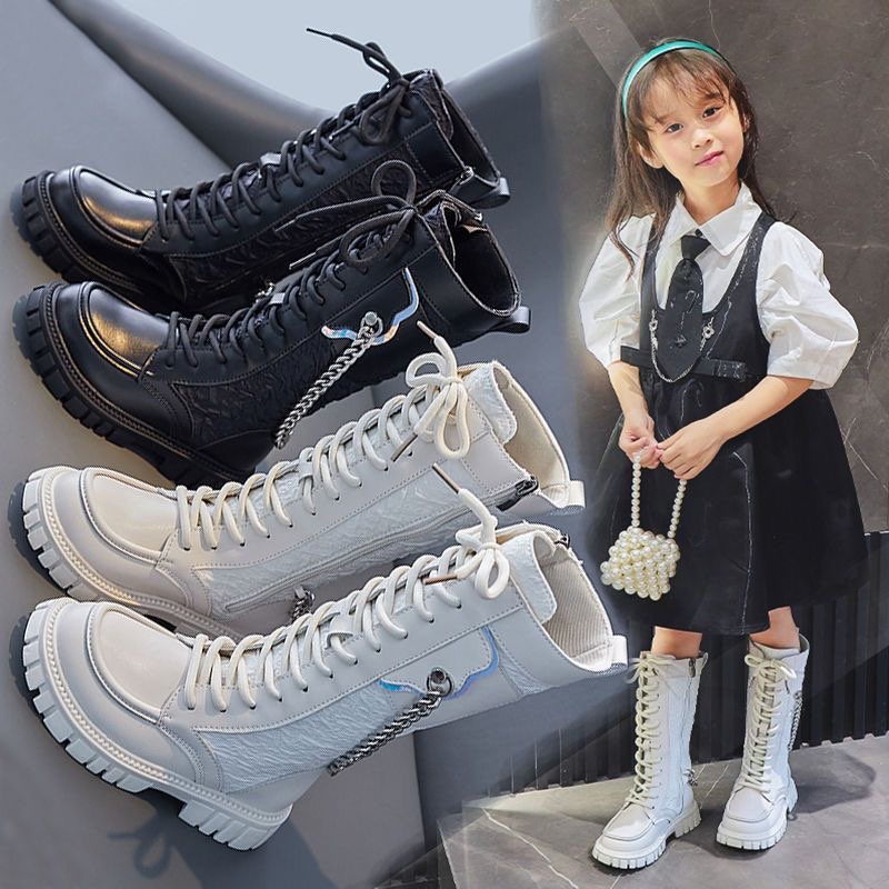 Giày bốt cao cổ phối dây siêu xinh cho bé gái chất da cao cấp