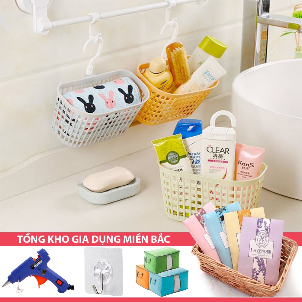 [Tổng Kho Sỉ] Giỏ NHỰA LƯỚI T1 Đựng Đồ Cá Nhân, Đựng Đồ Phòng Tắm - Khay Có Móc Treo Đa Năng - Size Lớn 18X18Cm