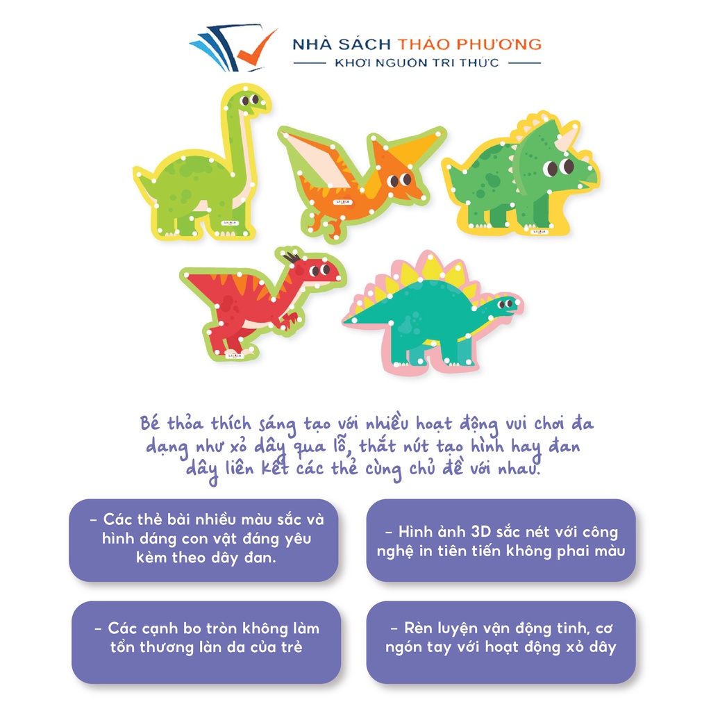 Đồ chơi tư duy xỏ dây phát triển vận động tinh Lacing Cards Lalala Baby nhiều chủ đề