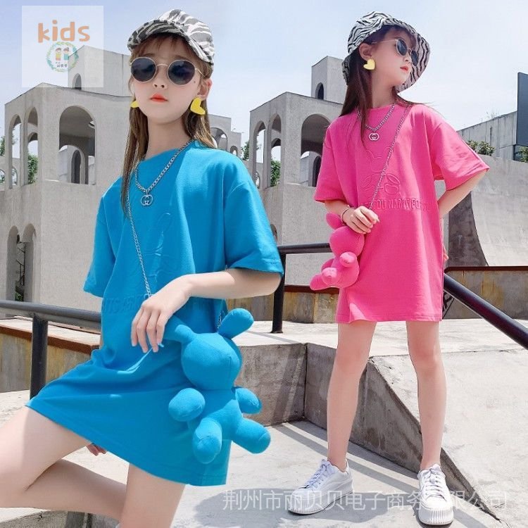 Bộ Áo Thun + Chân Váy Thời Trang Mùa Hè Phong Cách Phương Tây Dành Cho Bé Gái
