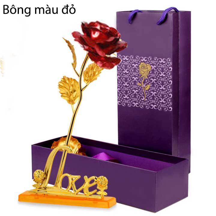Hộp Quà Hoa Hồng 3D Vàng Và Chữ Love - Quà Quốc Tế Phụ Nữ, Bạn Gái 8/3 - Quà Tặng Cho Mẹ
