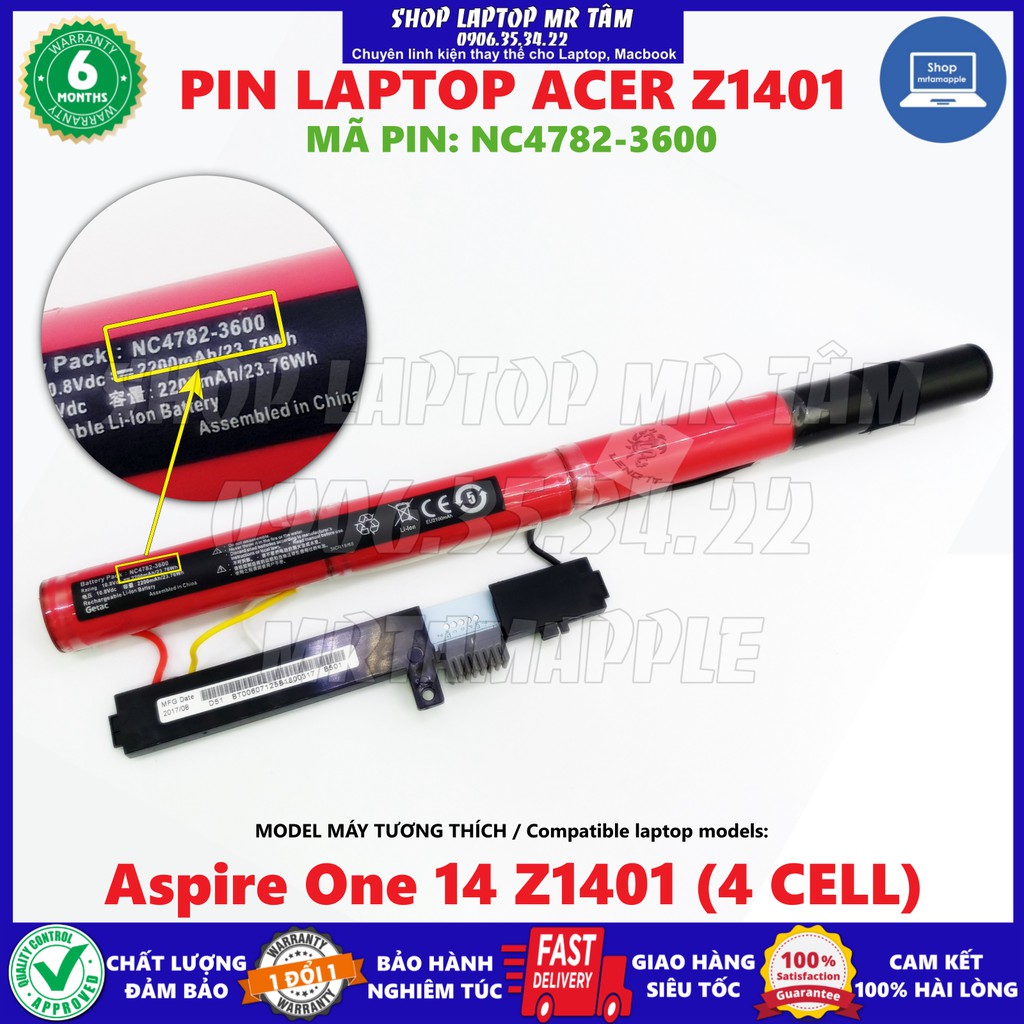 Pin Laptop ACER Z1401 (ZIN) - 4 CELL - Acer Aspire One 14 Z1401