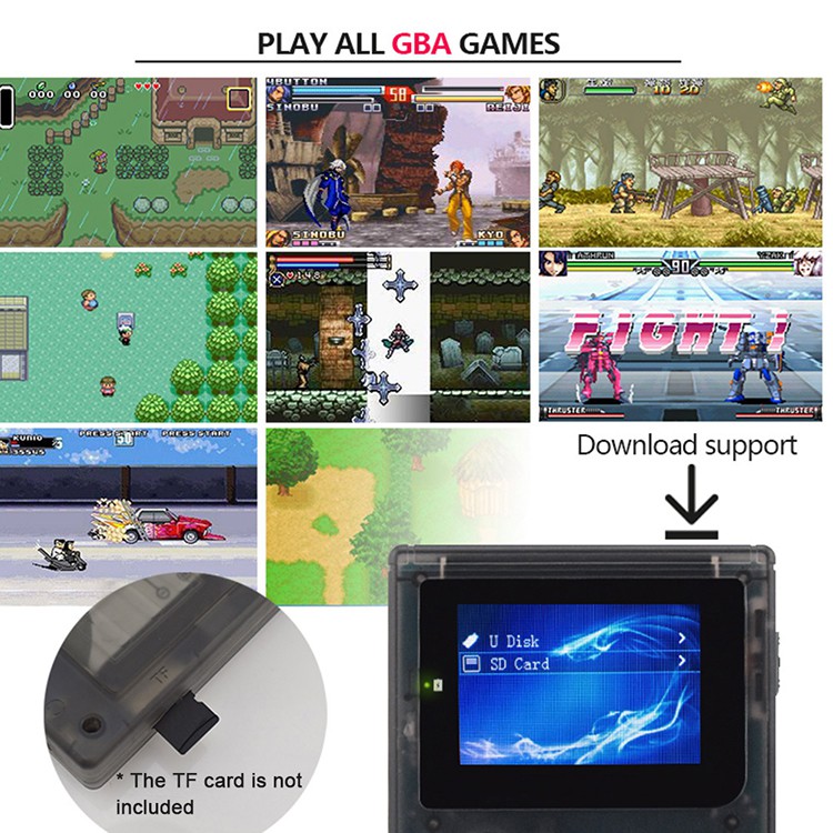 Máy chơi game Retro mini chạy được GBA GBC GB Có thể chép thêm game qua thẻ nhớ