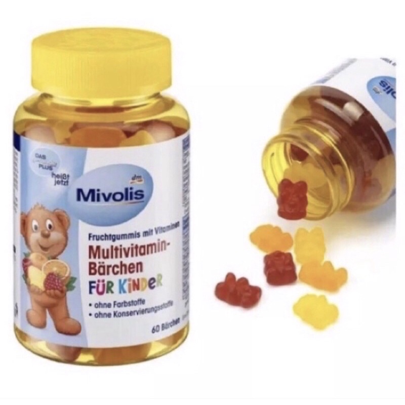 Kẹo Gấu Bổ Sung Vitamin Tổng Hợp Cho Trẻ Mivolis, Vị Trái Cây - Lọ 60 Viên - Hàng nội địa Đức