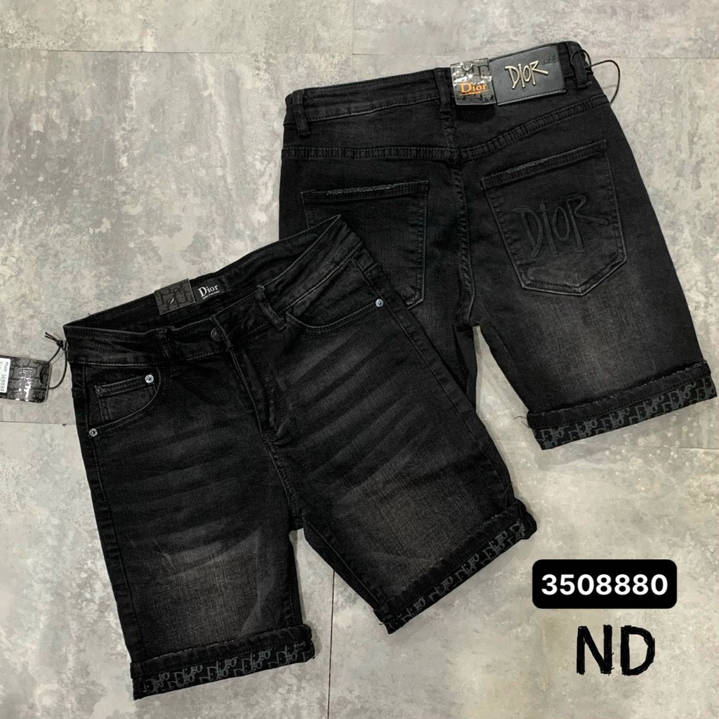 Quần short jean Dior nam đen gối quần cách điệu vân chìm dior cao cấp 94_Boutique