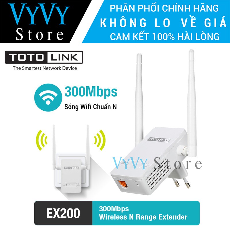 Bộ kích Wifi Totolink EX200 2 râu - Hàng Nhập Khẩu chính hãng, kích cực mạnh, tốc độ 300MBPS