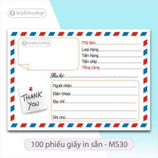phiếu giao hàng, Phiếu ship hàng,  100 tờ (MS: 30)