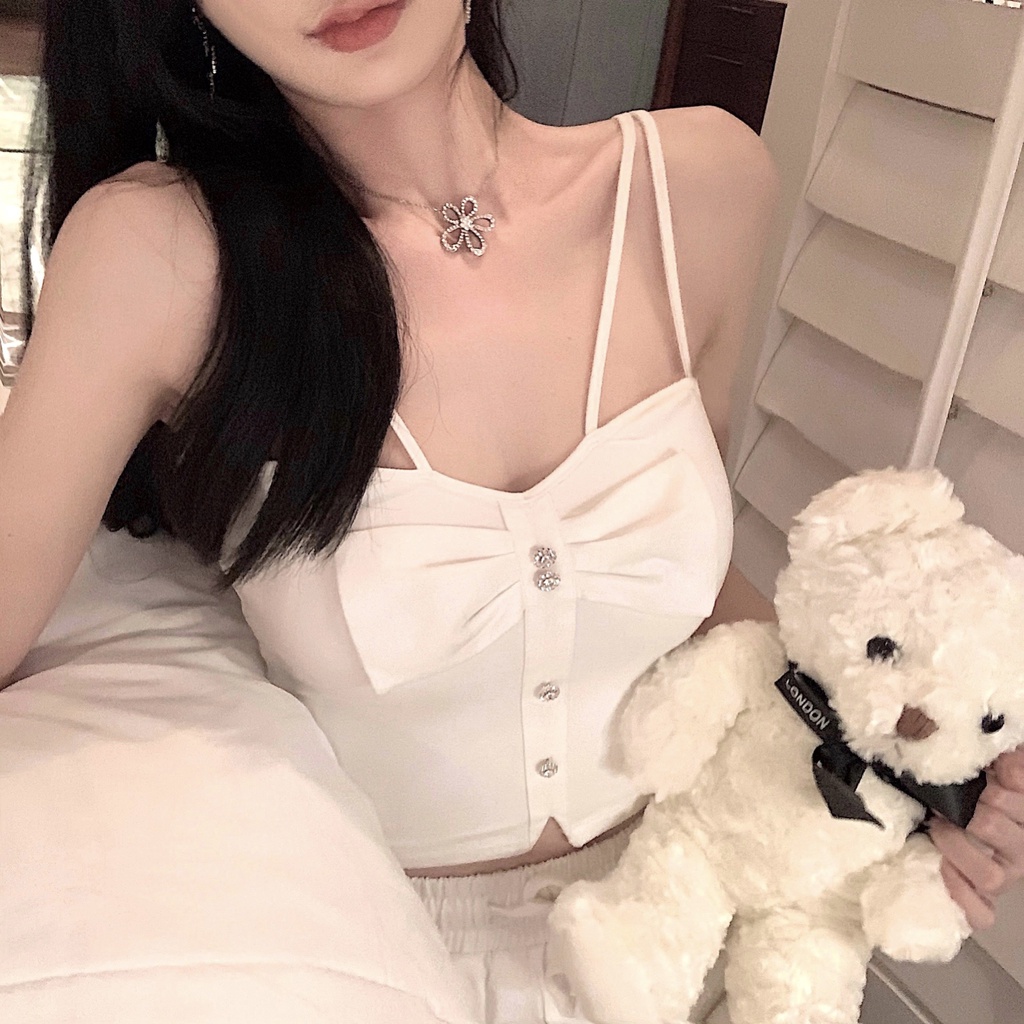 【ZHELIHANGFEI】 / Niche Áo Hai Dây Nhỏ Nhắn Thắt Nơ Bên Trong Thời Trang Mùa Xuân Dành Cho Bạn Nữ