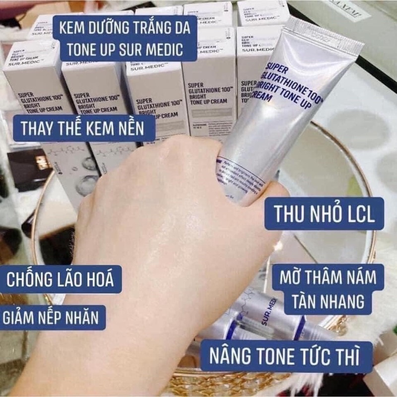 Kem Dưỡng Trắng Nâng Tone Da Tức Thì Surmedic Super Glutathione Bright Tone Up Cream Dưỡng Trắng Nâng Tông Mờ Thâm