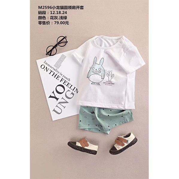 Thời trang trẻ em - Bộ áo quần thun ngắn cho bé hình Totoro - Quần áo bé trai - Bộ bé trai - Quần áo bé gái - Bộ bé gái