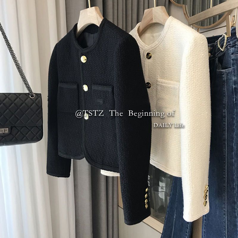 Áo khoác ngắn vải tuýt xinh xắn thời trang xuân thu phiên bản Hàn Quốc cho nữ