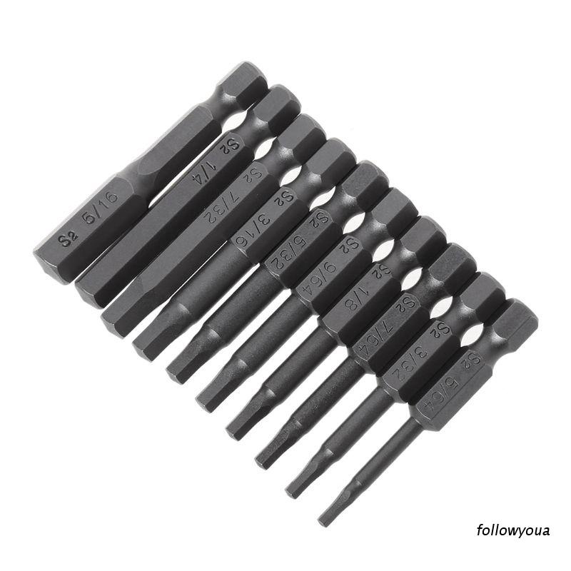 Bộ 10 mũi khoan từ tính lục giác s2 1/ 4 inch 50mm