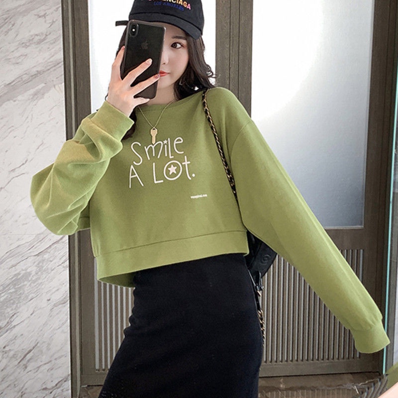 Áo Thun Lửng Tay Dài Cổ Tròn Phong Cách Hàn Quốc Thời Trang Mùa Thu Mới Cho Nữ